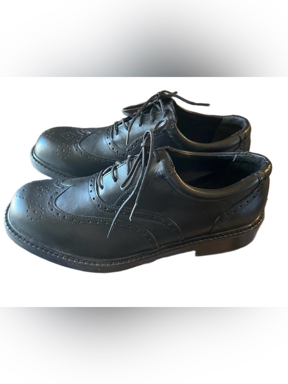 🆕 Foot Levelers Customized Performance Black Leather Wingtip Oxford Brogues 11